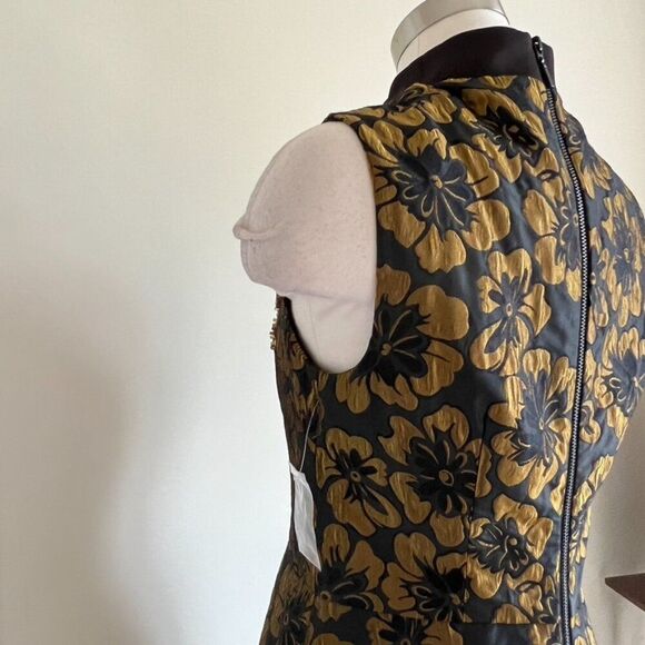 Rachel Roy Gold Floral Print Skater Dress – Size 8 - Picture 3 of 7